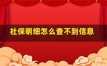 社保明细怎么查不到信息