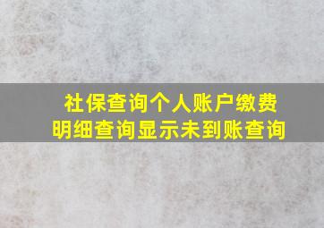 社保查询个人账户缴费明细查询显示未到账查询