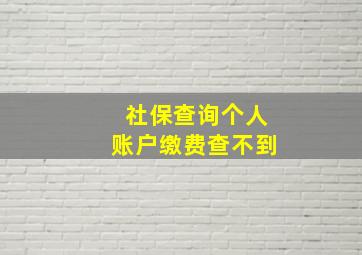 社保查询个人账户缴费查不到