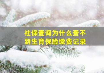 社保查询为什么查不到生育保险缴费记录