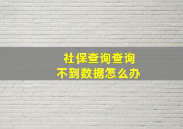 社保查询查询不到数据怎么办