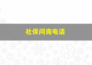 社保问询电话