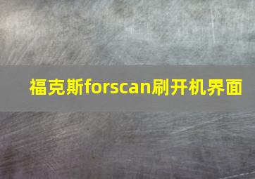 福克斯forscan刷开机界面