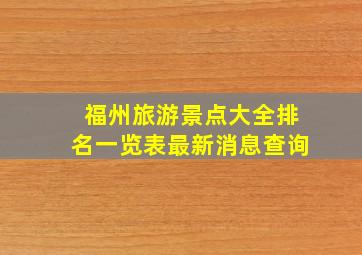 福州旅游景点大全排名一览表最新消息查询