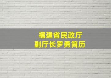 福建省民政厅副厅长罗勇简历