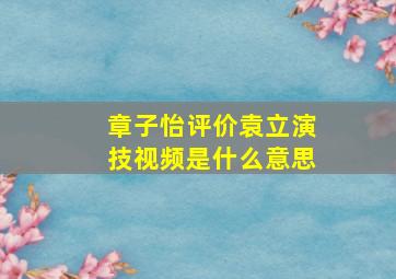 章子怡评价袁立演技视频是什么意思