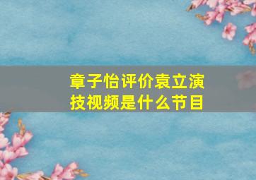 章子怡评价袁立演技视频是什么节目