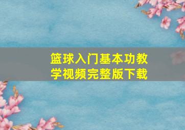 篮球入门基本功教学视频完整版下载