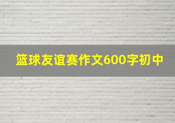 篮球友谊赛作文600字初中