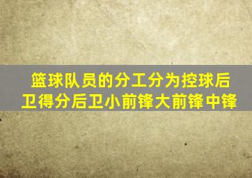 篮球队员的分工分为控球后卫得分后卫小前锋大前锋中锋