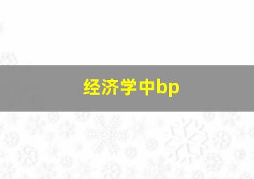 经济学中bp