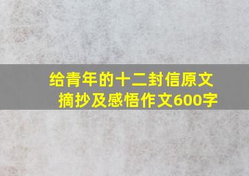 给青年的十二封信原文摘抄及感悟作文600字