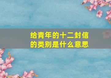 给青年的十二封信的类别是什么意思