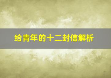 给青年的十二封信解析