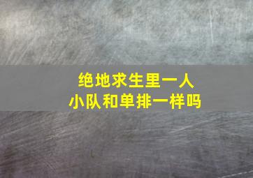 绝地求生里一人小队和单排一样吗