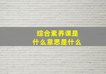 综合素养课是什么意思是什么