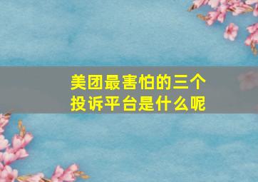 美团最害怕的三个投诉平台是什么呢