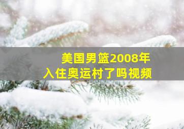 美国男篮2008年入住奥运村了吗视频