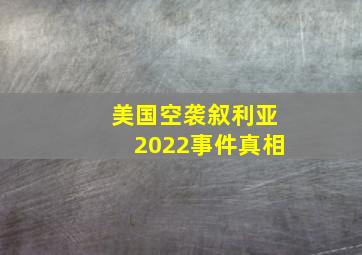 美国空袭叙利亚2022事件真相