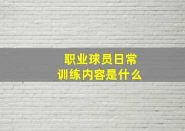 职业球员日常训练内容是什么