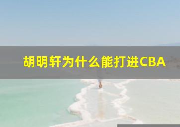 胡明轩为什么能打进CBA