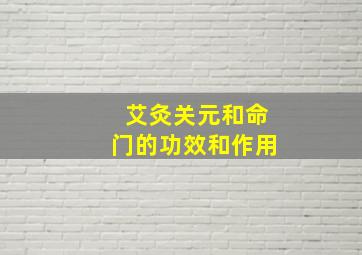 艾灸关元和命门的功效和作用