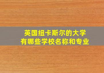 英国纽卡斯尔的大学有哪些学校名称和专业