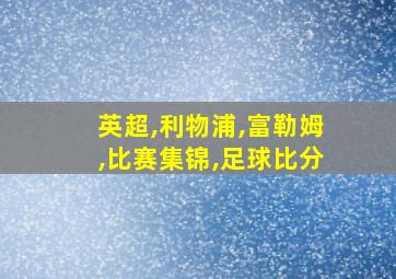 英超,利物浦,富勒姆,比赛集锦,足球比分