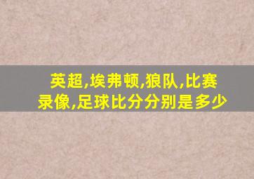 英超,埃弗顿,狼队,比赛录像,足球比分分别是多少