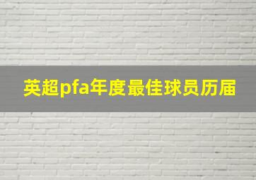 英超pfa年度最佳球员历届