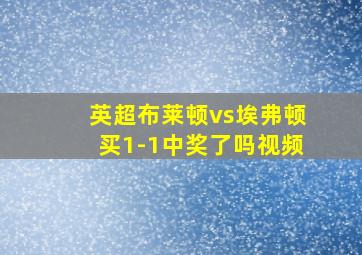 英超布莱顿vs埃弗顿买1-1中奖了吗视频