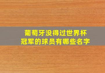 葡萄牙没得过世界杯冠军的球员有哪些名字