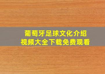 葡萄牙足球文化介绍视频大全下载免费观看