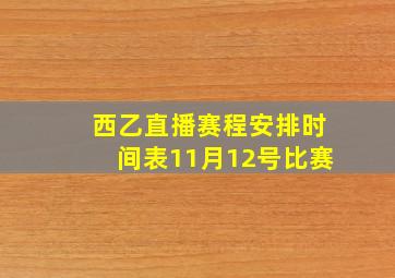 西乙直播赛程安排时间表11月12号比赛