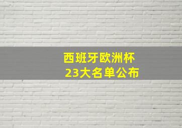 西班牙欧洲杯23大名单公布