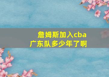 詹姆斯加入cba广东队多少年了啊