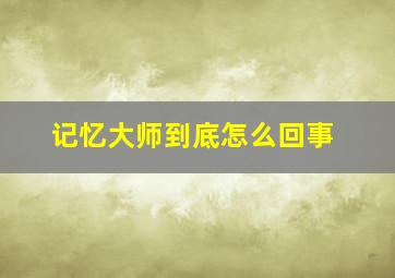 记忆大师到底怎么回事