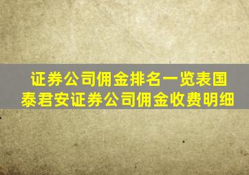 证券公司佣金排名一览表国泰君安证券公司佣金收费明细