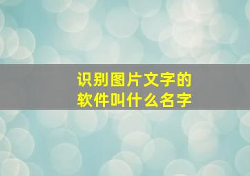 识别图片文字的软件叫什么名字