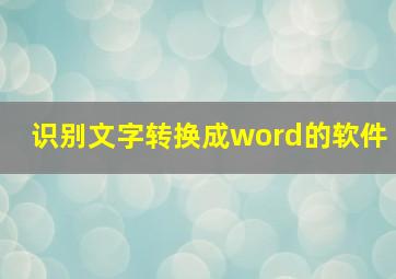 识别文字转换成word的软件