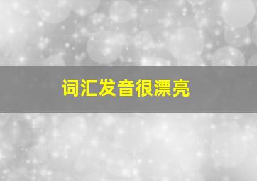 词汇发音很漂亮