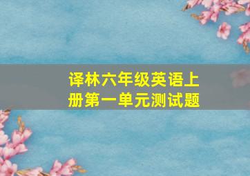 译林六年级英语上册第一单元测试题