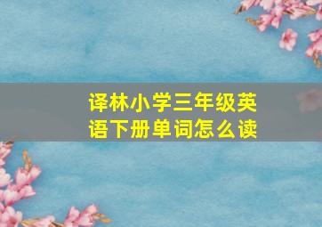 译林小学三年级英语下册单词怎么读