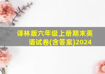 译林版六年级上册期末英语试卷(含答案)2024