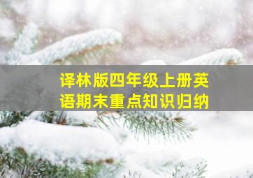 译林版四年级上册英语期末重点知识归纳