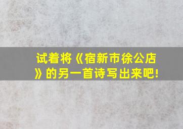 试着将《宿新市徐公店》的另一首诗写出来吧!