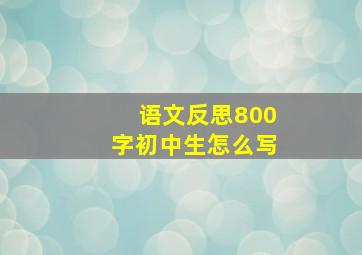 语文反思800字初中生怎么写