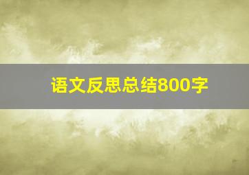 语文反思总结800字