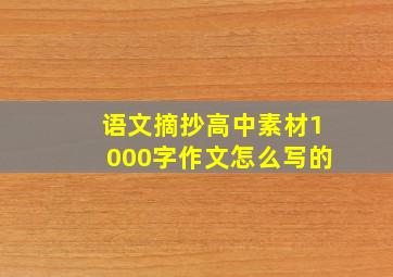 语文摘抄高中素材1000字作文怎么写的