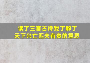 读了三首古诗我了解了天下兴亡匹夫有责的意思